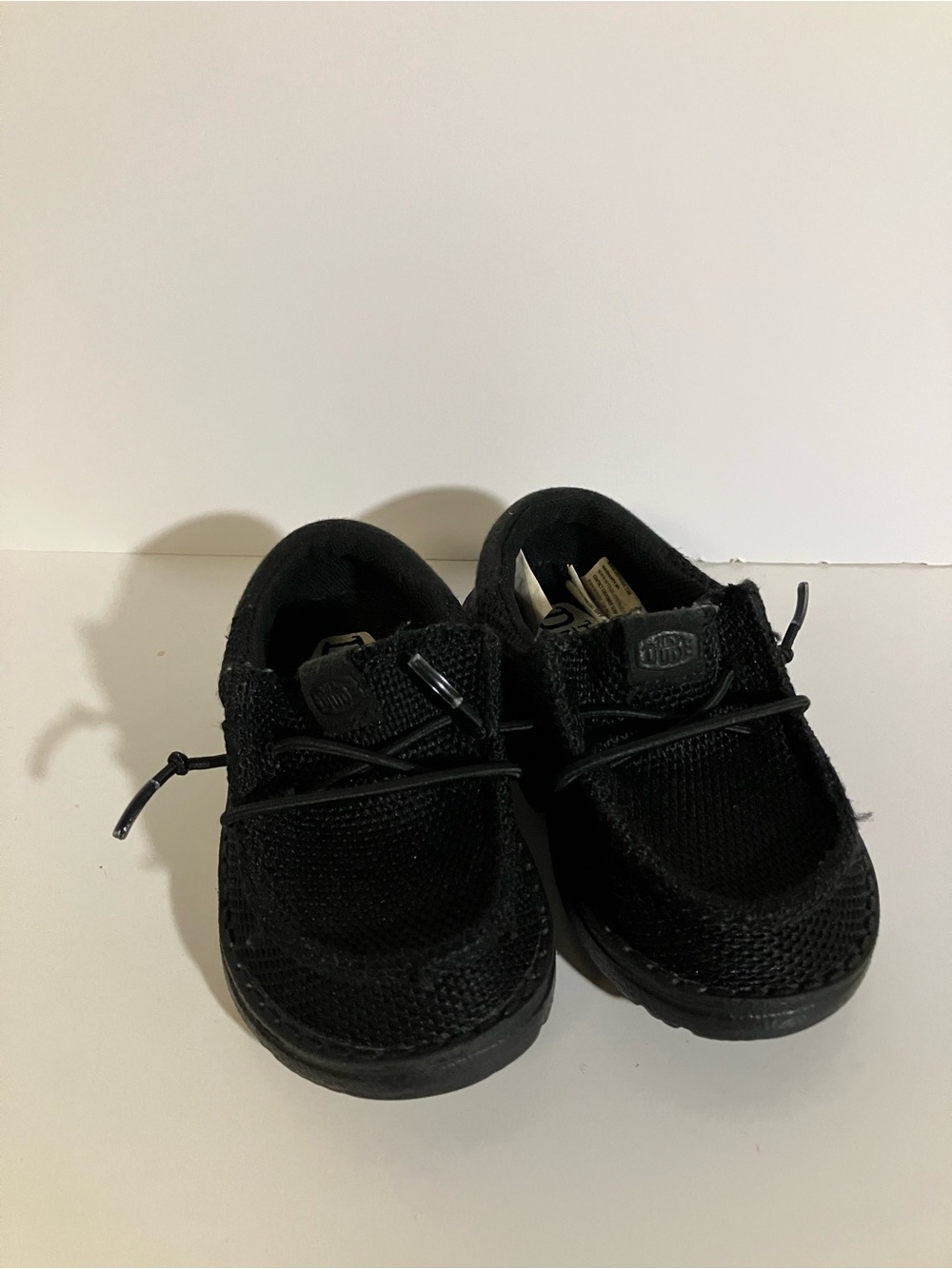Hey Dude Kids Black Knit Slip-On Sneakers with Toggle Laces